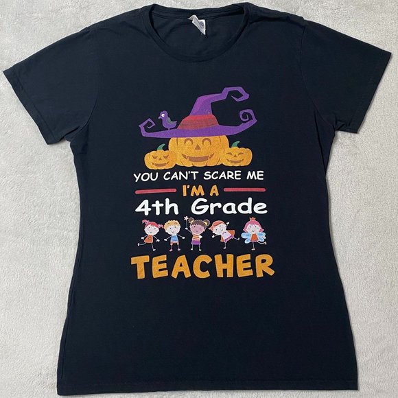 Black Halloween T-shirt for 4th Grade Teachers - Picture 1 of 5